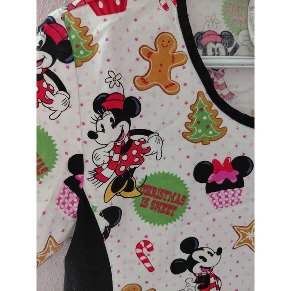 Disney "Christmas Is Sweet" Mickey/Minnie Women’s Scrub Top Size XS - Picture 2 of 11